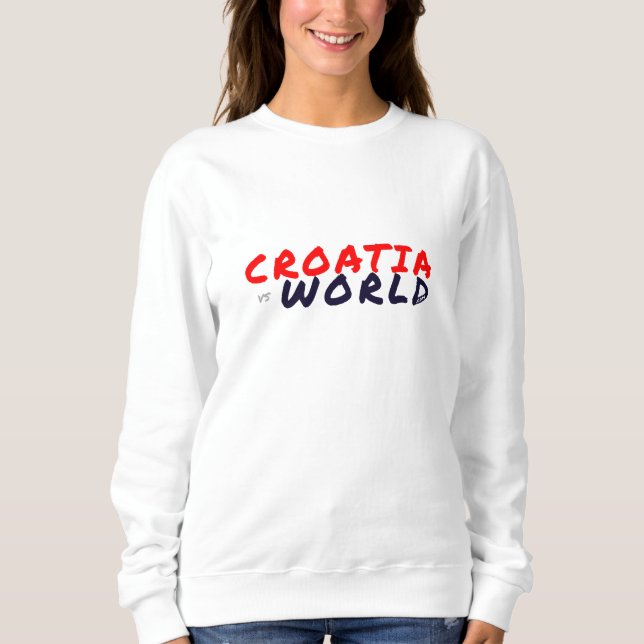 Sudadera CROACIAvsWORLD + .COM Blanco (Anverso)