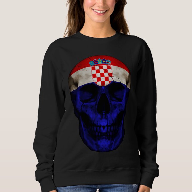 Sudadera Croatia Flag Skull Croatian Roots Proud Patriotic (Anverso)