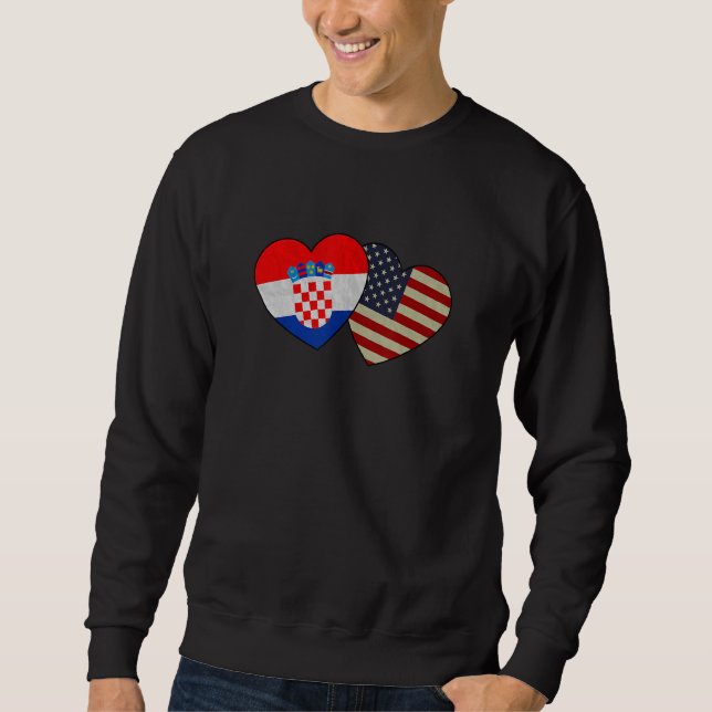 Sudadera Croatian American Couple Heart Love Flag Valentine (Anverso)