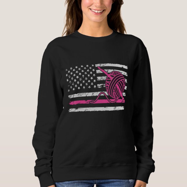 Sudadera Crochet Crocheting USA Bandera estadounidense (Anverso)