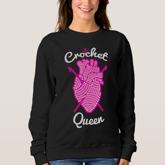 Sudadera Crochet Queen Crocheting Anatomía de yarn rosado (Anverso)