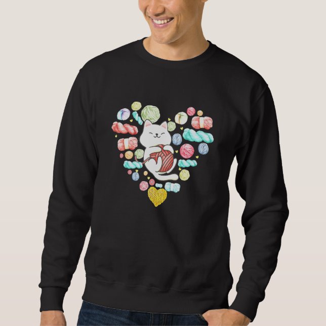 Sudadera Crocheting Crocheter Hook Knitter Quilter And Cat (Anverso)