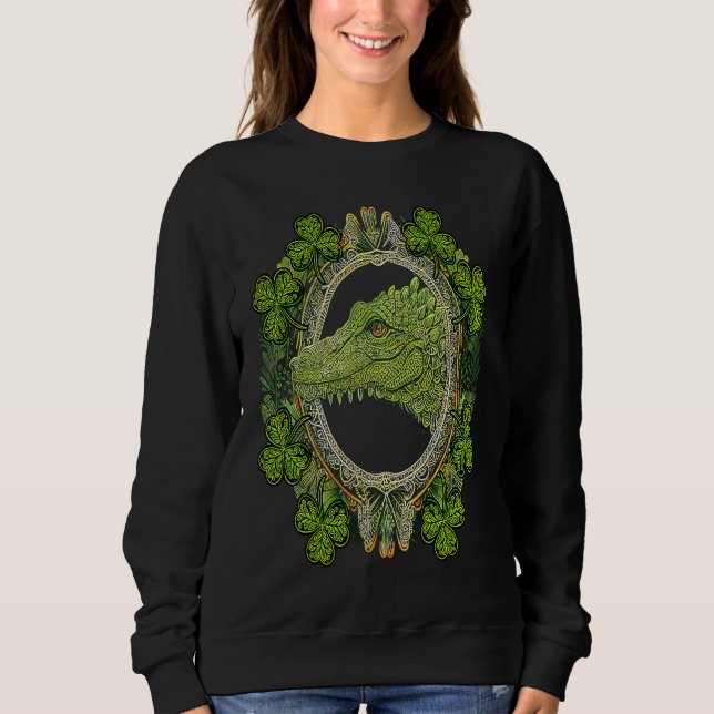 Sudadera Crocodile Head Mandala Irish Shamrock C St Patrick (Anverso)