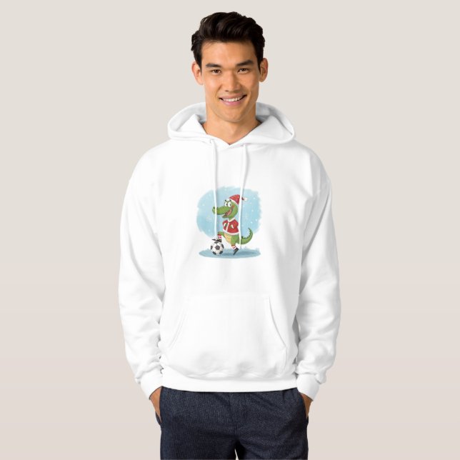 Sudadera Crocodile in Christmas costume and soccer ball (Anverso completo)