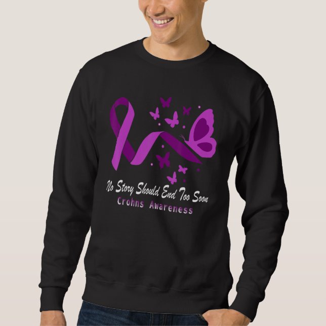 Sudadera Crohn's Awareness Butterflies Purple Ribbon Crohn' (Anverso)