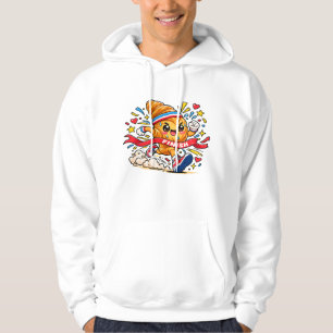 Sudadera Croissant Corredor Caricatura Línea de Meta Sprint
