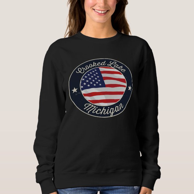 Sudadera Crooked Lake  Patriotic Michigan Souvenir (Anverso)