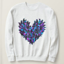 Crow Heart Bird Design Sweatshirt Mujeres