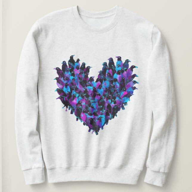 Sudadera Crow Heart Bird Design Sweatshirt Mujeres (Anverso del diseño)