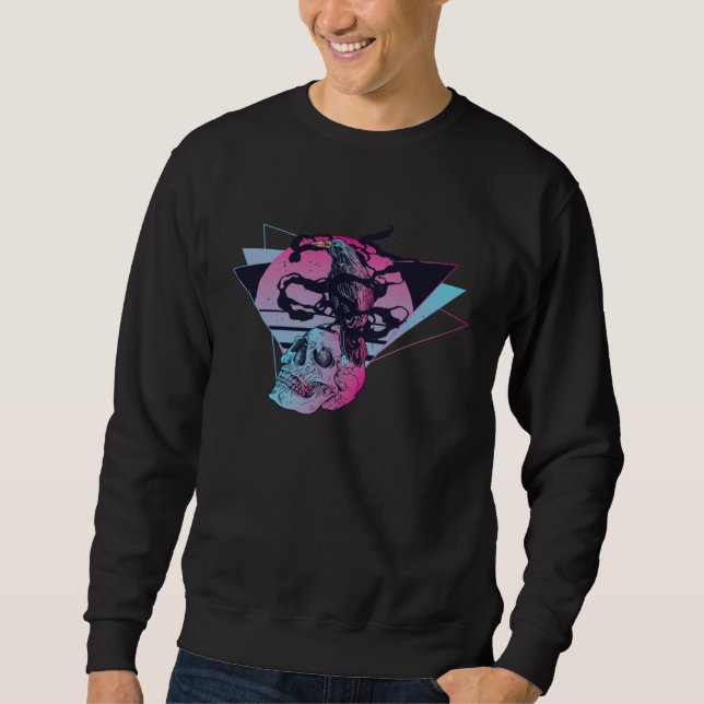 Sudadera Crow Mystic Raven Vaporwave Skull Aesthetic Gothic (Anverso)