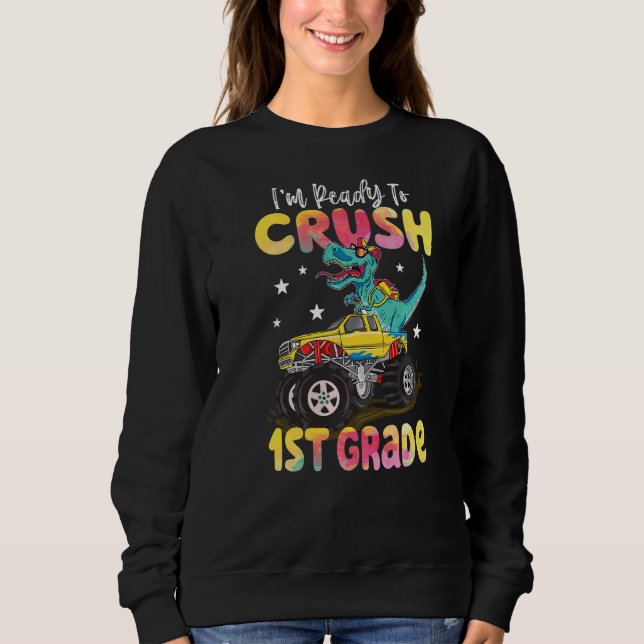 Sudadera Cruce Camión Monstruo De Dinosaurio De 1º Grado De (Anverso)