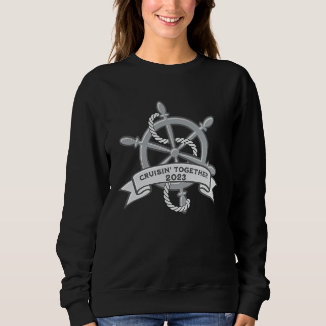 Sudadera Cruise 2023 Trip Ship on a Board Steering wheel (Anverso)