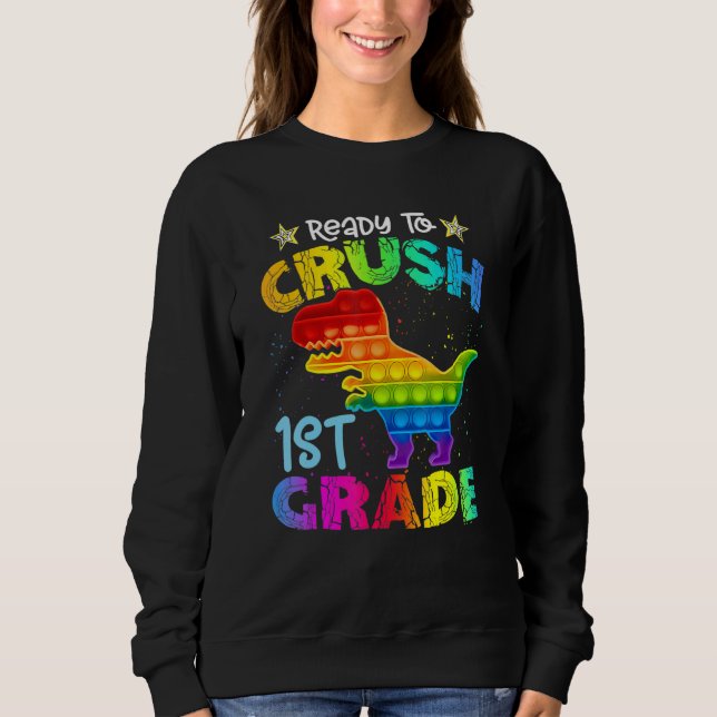 Sudadera Crush 1st Grade Dinosaur Pop It Fidget Back To Sch (Anverso)