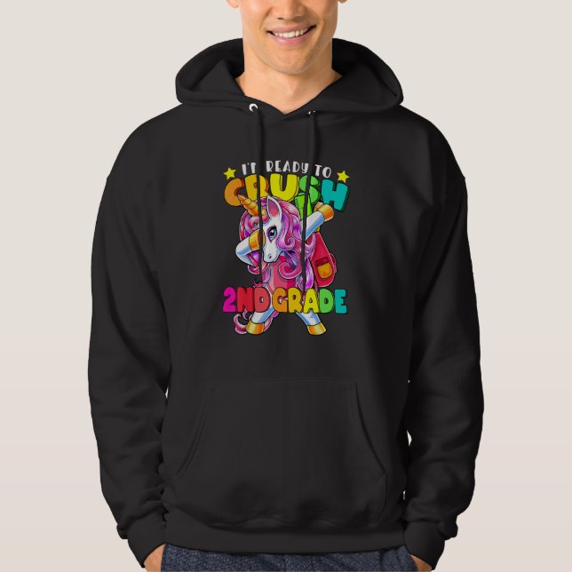 Sudadera Crush 2nd Grade Dabbing Unicorn Back To School Gir (Anverso)