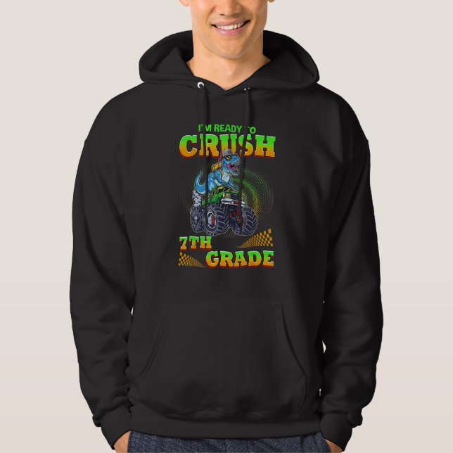 Sudadera Crush 7th Grade Dinosaur Back To School For Teache (Anverso)