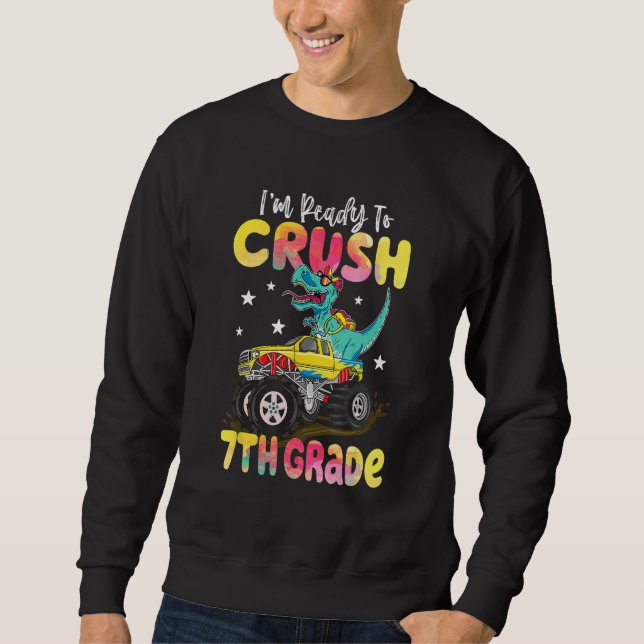 Sudadera Crush 7th Grade Dinosaur Monster Truck Back To Sch (Anverso)
