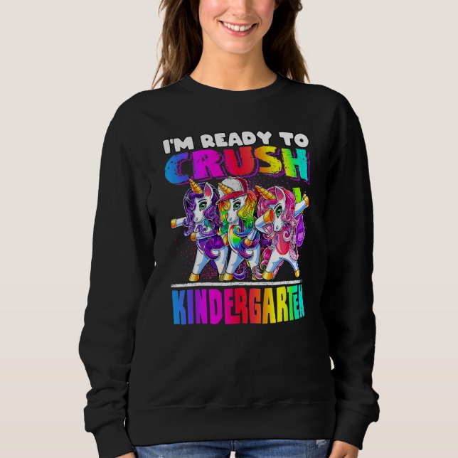 Sudadera Crush Kindergarten Dabbing Unicorn Back To School  (Anverso)