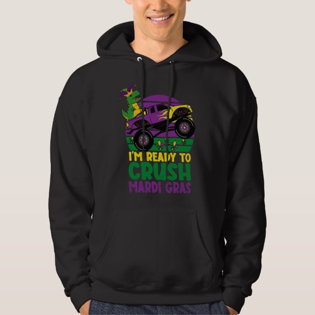 Sudadera Crush Mardi Gras Dino Monster Truck  Toddler Boys  (Anverso)