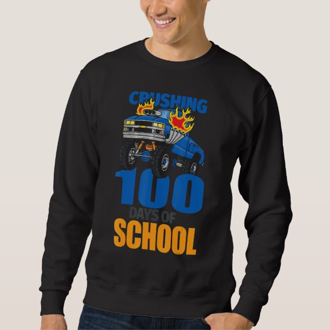 Sudadera Crushing 100 Days Of School Cool Boys Monster Truc (Anverso)