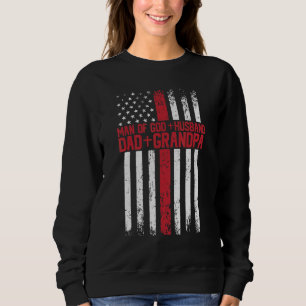 Sudadera Cruz Bandera Americana Hombre De Dios Esposo Papá 