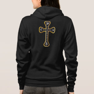 Sudadera Cruz cristiana con piedras "Onyx"