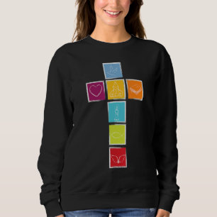 Sudadera Cruz cristiana con símbolos de fe cristiana