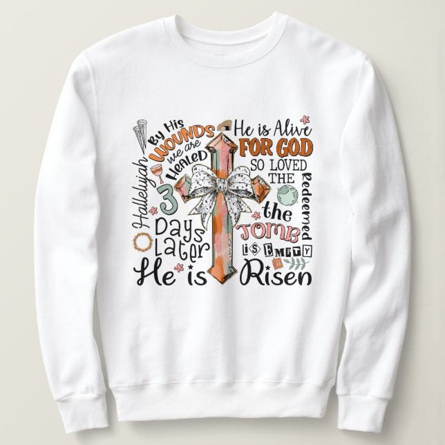 Sudadera Cruz cristiana de Pascua se levanta (Anverso del diseño)