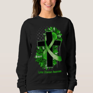 Sudadera Cruz cristiana del girasol Cinta verde Lyme Diseas