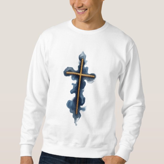 Sudadera Cruz de Acuarela Fe Sobre Miedo  (Anverso)