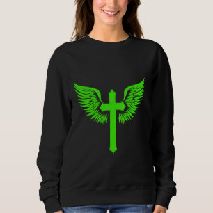 Sudadera Cruz de Jesús con Alas de Ángel Gráfico Cristiano 
