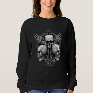Sudadera Cruz de la cabeza del esqueleto Y2K Gótico Grunge