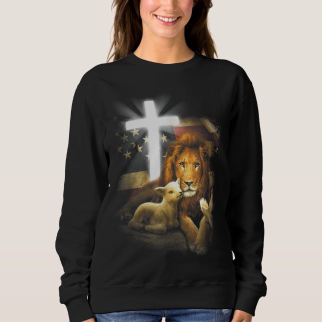 Sudadera Cruz De León Y Cordero Jesucristo (Anverso)