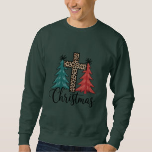 Sudadera Cruz de leopardo árboles de Navidad cristianos 