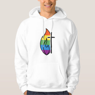 Sudadera Cruz de llama arcoíris vintage diseño vectorial cr