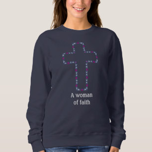 Sudadera Cruz ornamentada con flores