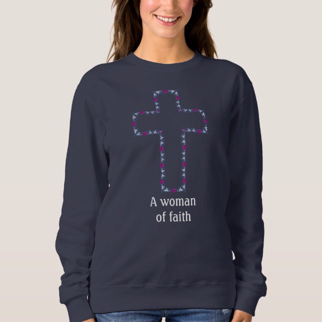 Sudadera Cruz ornamentada con flores (Anverso)