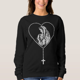 Sudadera Cruz Rosaria Cristiana Católica Virgen María Jesús