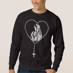 Sudadera Cruz Rosaria Cristiana Católica Virgen María Jesús