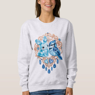 Sudadera Crystal Blue Bunny and Blue Jay Heart