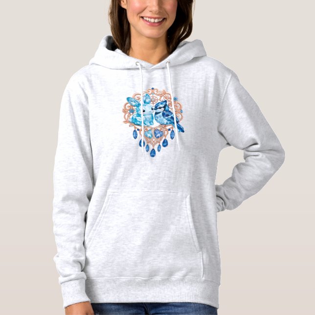 Sudadera Crystal Blue Bunny and Blue Jay Heart (Anverso)