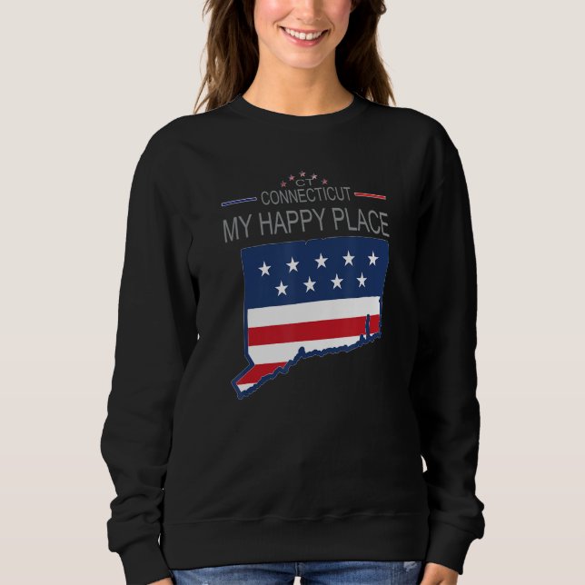 Sudadera CT Connecticut My Happy Place  USA States Flag Map (Anverso)