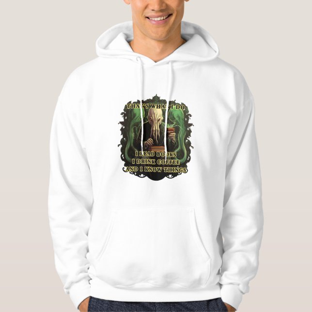 Sudadera Cthulhu leo libros que tomo café sé cosas (Anverso)