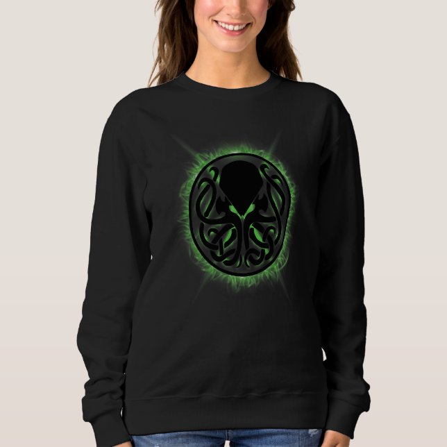 Sudadera Cthulhu Steampunk Kraken Green Flames (Anverso)