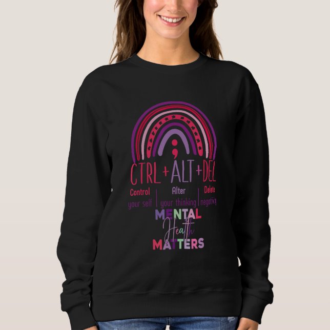 Sudadera Ctrl Alt delete mental health matters rainbow (Anverso)