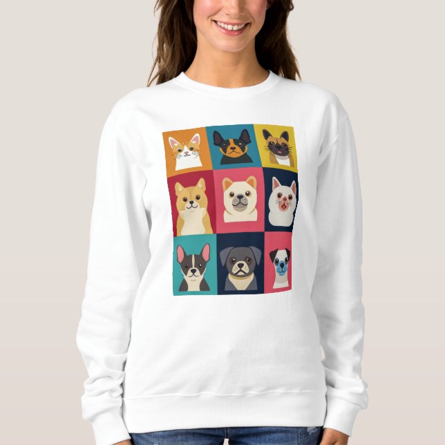 Sudadera Cuadrícula de raza de perro de dibujos animados co (Anverso)