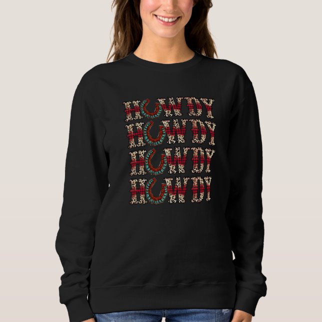 Sudadera Cuadrillé de leopardo Howdy Rodeo Occidental País  (Anverso)