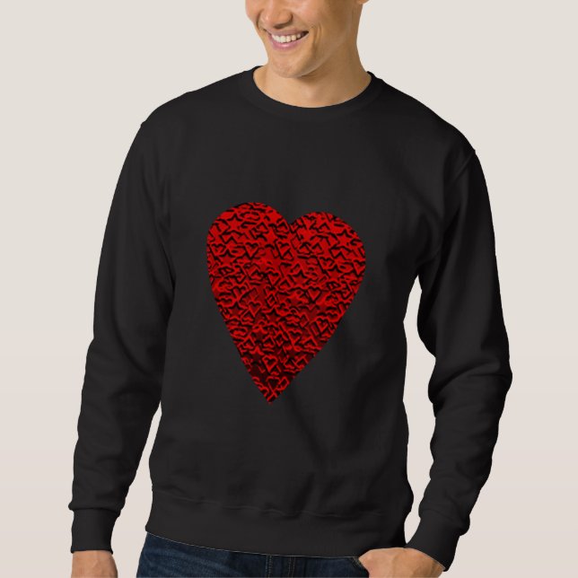 Sudadera Cuadro rojo brillante del corazón (Anverso)