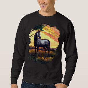 Sudadera Cuadros de caballos Vintage Retro Caballos de equi