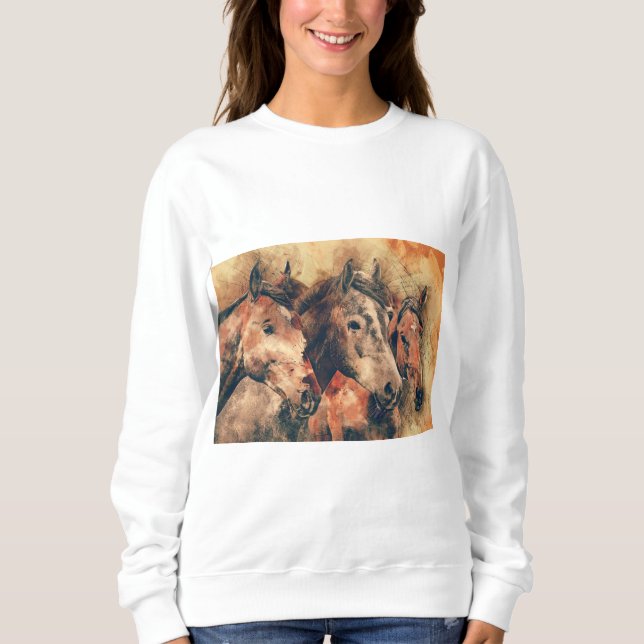 Sudadera Cuadros de pintura artística de caballos decorativ (Anverso)