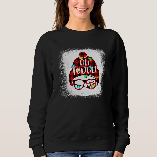 Sudadera Cuadros Rojos Navidad Alegre Oh Dulce Blanqueada (Anverso)